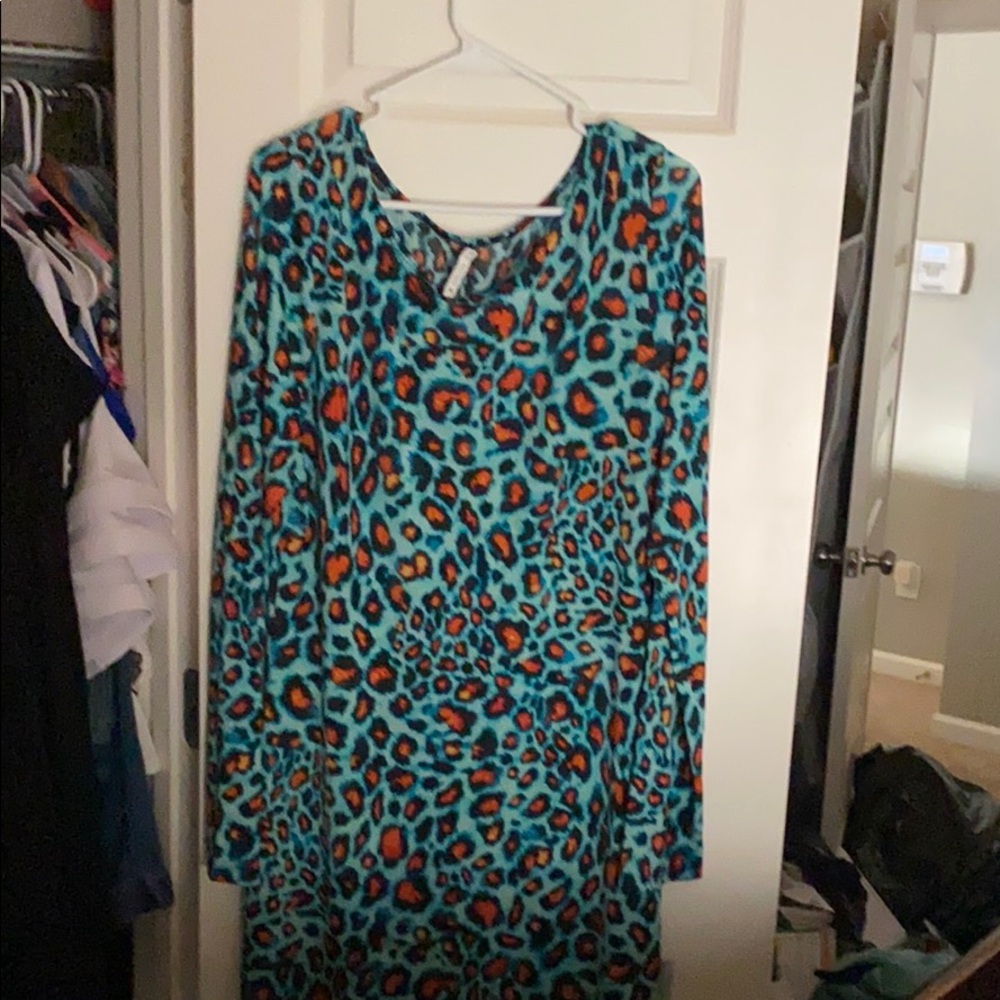 Blue/Orange leopard printed dress size 2x